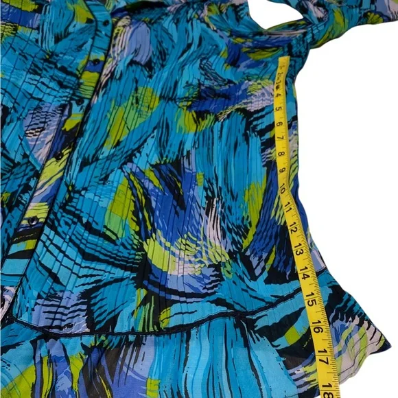 Maggie Barnes Button Up Top Women’s 1X 18/20 Accordion Pleat Bell Sleeve BoHo - Picture 8 of 16